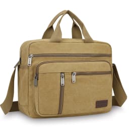 Men's Canvas Shoulder Bag Casual Crossbody Bag Daily Commuting Tote with Multiple Pockets Durable Lightweight School Travel Bag