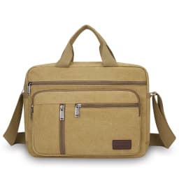 Men's Canvas Shoulder Bag Casual Crossbody Bag Daily Commuting Tote with Multiple Pockets Durable Lightweight School Travel Bag