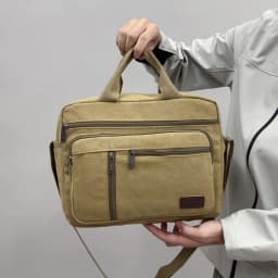 Men's Canvas Shoulder Bag Casual Crossbody Bag Daily Commuting Tote with Multiple Pockets Durable Lightweight School Travel Bag