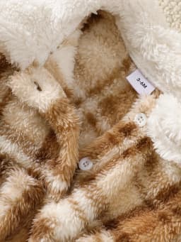 Baby Girl Plush Plaid Faux-Fur Dress with Peter Pan Collar – Winter Holiday Outfit