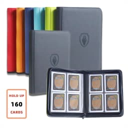Holds 160 Cards|Trading Card Binder for 3”×4”Cards | 4-Pocket Double-sided Album |PU Leather Zipper Folder for Sports Cards