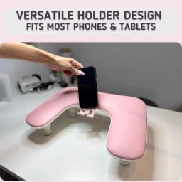 1pcs Pink Adjustable Height Nail Arm Rest with Rotating Phone Holder PU Leather Nail Tech Arm Rest, U-Shaped Hand Rest