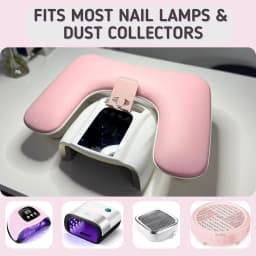 1pcs Pink Adjustable Height Nail Arm Rest with Rotating Phone Holder PU Leather Nail Tech Arm Rest, U-Shaped Hand Rest
