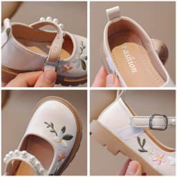 Girls Leather Shoes Embroidery Flowers Princess Sweet Kids National Style Flats Children's Flat Mary Janes Soft Dress Shoes Soft