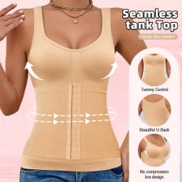 1PC Highly Elastic Women'S 3in1 Camisole Seamless Waist Trainer Removable Bra Pad Hook Adjustable Tummy Control Shaping Tank Top
