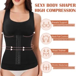 1PC Highly Elastic Women'S 3in1 Camisole Seamless Waist Trainer Removable Bra Pad Hook Adjustable Tummy Control Shaping Tank Top