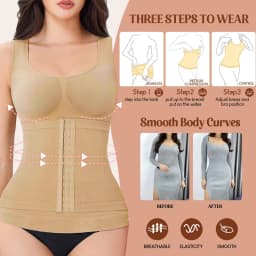 1PC Highly Elastic Women'S 3in1 Camisole Seamless Waist Trainer Removable Bra Pad Hook Adjustable Tummy Control Shaping Tank Top
