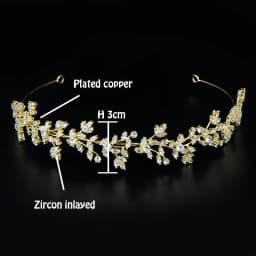 YCDZSWWL European Style Goddess Maple Leaves Shaped Elegant Headband Fairy Tiara Zircon Inlayed Full Crystal Bridal Crown