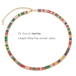 18K Gold Plated Rainbow Tennis CZ Choker Necklaces for Women Colorful Crystal Statemet Necklace Cubic Zirconia Choker Jewelry