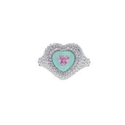 2022 New Valentines Gift Women Wedding Engagement Pastel Color Enamel 3 Colors Heart Shaped Finger Ring