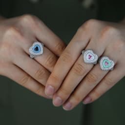 2022 New Valentines Gift Women Wedding Engagement Pastel Color Enamel 3 Colors Heart Shaped Finger Ring