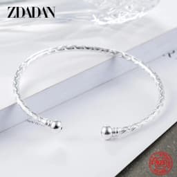 ZDADAN 925 Sterling Silver 18K Gold Open Cuff Bracelet&Bangle For Women Fashion Wedding Jewelry Gift