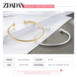 ZDADAN 925 Sterling Silver 18K Gold Open Cuff Bracelet&Bangle For Women Fashion Wedding Jewelry Gift