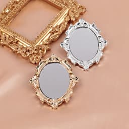 FishSheep Vintage Mini Mirror Brooches for Women Abstract Baroque Painting Gold Color and Silver Color Metal Pins for Backpacks
