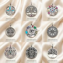 Amulet Magical Lucky Symbol Tree Flower Karma Whell Sun Bird Butterfly Pendants Jewelry 925 Sterling Silver Gift For Women Men
