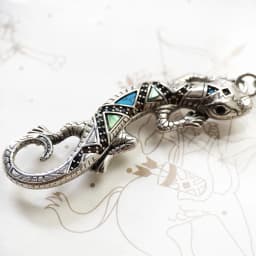 Lizard Pendant Charm 925 Sterling Silver Turquoise Gift Lucky Jewelry For Women Men