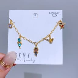New Design Zircon Crystal Fairy Tales Bracelet Chain for Women Gold Color Plated Brass Jewelry