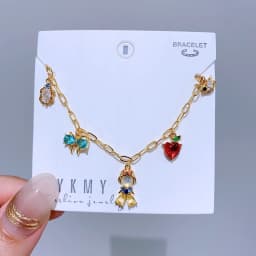 New Design Zircon Crystal Fairy Tales Bracelet Chain for Women Gold Color Plated Brass Jewelry