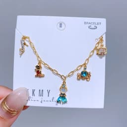 New Design Zircon Crystal Fairy Tales Bracelet Chain for Women Gold Color Plated Brass Jewelry