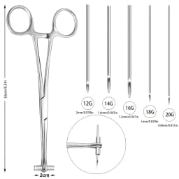 41pcs Body Piercing Tool Kit Include Septum Forceps Clamp Pliers 20 Pcs 316L Stainless Steel Piercing Needles And 20 Pcs Jewelry