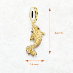 Golden Koi Dangle Charm Europe Style High Quality Sterling Silver 925 Beads Lucky Gift For Women Men