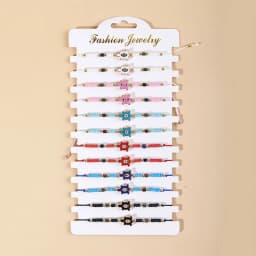 Wholesale 12pcs/set Multi-style Bracelet Set For Women Men Colorful Blue Eye Heart Turtle Braided Bracelet Bulk Jewelry Set
