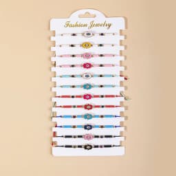 Wholesale 12pcs/set Multi-style Bracelet Set For Women Men Colorful Blue Eye Heart Turtle Braided Bracelet Bulk Jewelry Set