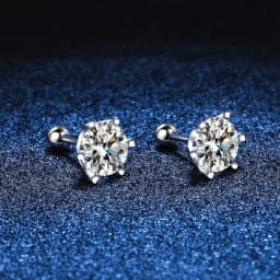 BIJOX STORY Moissanite Screw Stud Earrings D Color 925 Sterling Silver 6 Prong Diamond Earrings For Women Wedding Fine Jewelry