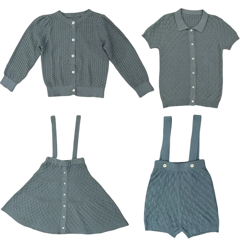 Brother Sister Sets Matching Clothes Holiday Boys Girl Knitted Skirt Autumn Teenagers Suit Shirt Cardigan Skirts Baby Shorts