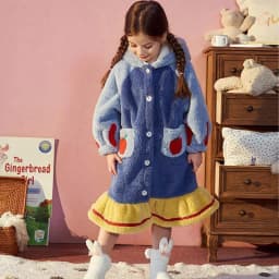 Kids Hooded Robe for Girls Winter 2026 New Princess Child Thick Keep Warm Long Nightgown Front Button Coral Fleece Soft Bathrobe