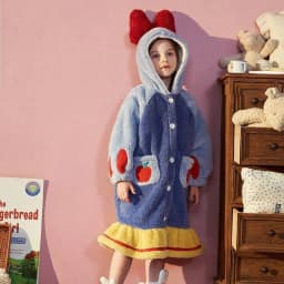 Kids Hooded Robe for Girls Winter 2026 New Princess Child Thick Keep Warm Long Nightgown Front Button Coral Fleece Soft Bathrobe