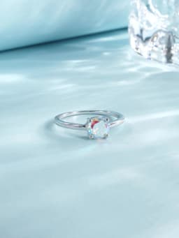 MODIAN 925 Sterling Silver Minimalist Rainbow Colorful Round Zirconia Rings Classic Wedding Statement Jewelry For Women Gift