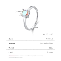 MODIAN 925 Sterling Silver Minimalist Rainbow Colorful Round Zirconia Rings Classic Wedding Statement Jewelry For Women Gift