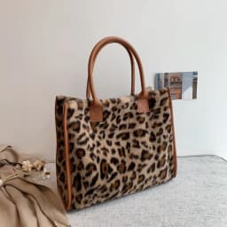 Women Soft Plush Hand Bag New Winter Leopard Cow Print Tote Bags Female Pu Leather Underarm Bags Furry Fluffy Shoulder Bag