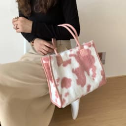 Women Soft Plush Hand Bag New Winter Leopard Cow Print Tote Bags Female Pu Leather Underarm Bags Furry Fluffy Shoulder Bag