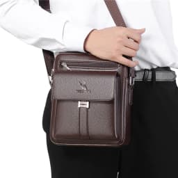 High Quality Men Shoulder Bag Men PU Leather Flaps Men's Crossbody Bags Business Flap Male Solid Messenger Bag Travel Bag