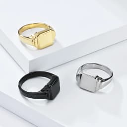 Male Men Big Large Smooth Statement Square Rings Black Gold Silver Color Stainless Steel Fashion Jewelry Size 7 8 9 10 11 12 13
