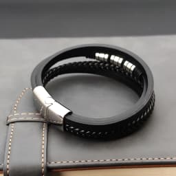 Leather Bracelet Men Jewelry Stainless Steel Magnet Buckle Multi-layer Braided Rope Beading Bracelet Fashion Charm Jewelry