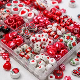 5-10pcs Pack Painted Red Ceramic Bead Handmade Multiple Pattern Spacer Bead for Jewelry Making DIY Christmas Accessories