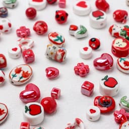 5-10pcs Pack Painted Red Ceramic Bead Handmade Multiple Pattern Spacer Bead for Jewelry Making DIY Christmas Accessories