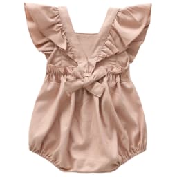Vintage Linen Cotton Baby Girls Romper Summer Ruffles Lace Sleeveless Jumpsuit for Toddler Girls One-Piece Children Clothing