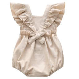 Vintage Linen Cotton Baby Girls Romper Summer Ruffles Lace Sleeveless Jumpsuit for Toddler Girls One-Piece Children Clothing
