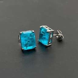 FFGems 100% Sterling Silver 925 Earrings Emerald Paraiba White Gold Green Square for Women Fine Jewelry wholesale Party Gift box