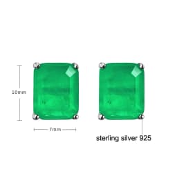 FFGems 100% Sterling Silver 925 Earrings Emerald Paraiba White Gold Green Square for Women Fine Jewelry wholesale Party Gift box