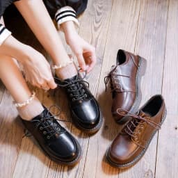 2024 New Women Oxfords Women's Shoes Ladies Leather Female Round Toe Sewing Retro Comfortable Footwear Lolita Shoe Brown 40