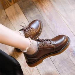 2024 New Women Oxfords Women's Shoes Ladies Leather Female Round Toe Sewing Retro Comfortable Footwear Lolita Shoe Brown 40