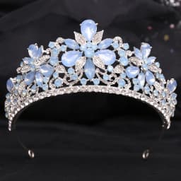 DIEZI Luxury Sweet Cute Flower Opal Tiara Crown For Women Wedding Party Elegant Bridal Bride Crystal Crown Hair Accessories