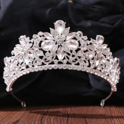 DIEZI Luxury Sweet Cute Flower Opal Tiara Crown For Women Wedding Party Elegant Bridal Bride Crystal Crown Hair Accessories