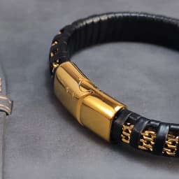 New Fashion 8mm Chain Curb Cuban Link Charm Leather Bracelets Men Stainless Steel Magnet Clasp Hand Bracelet Homme Men's Gifts