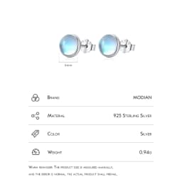 Modian 925 Sterling Silver Round Exquisite Moonstone 4 5 6 MM Stud Earrings Platinum Plated Charm Ear Studs For Women Jewelry